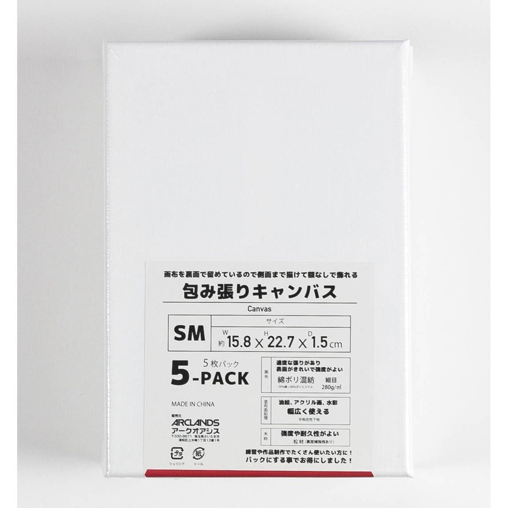包み張りキャンバスＳＭ　５枚パック, ホワイト, SM(227×158mm)