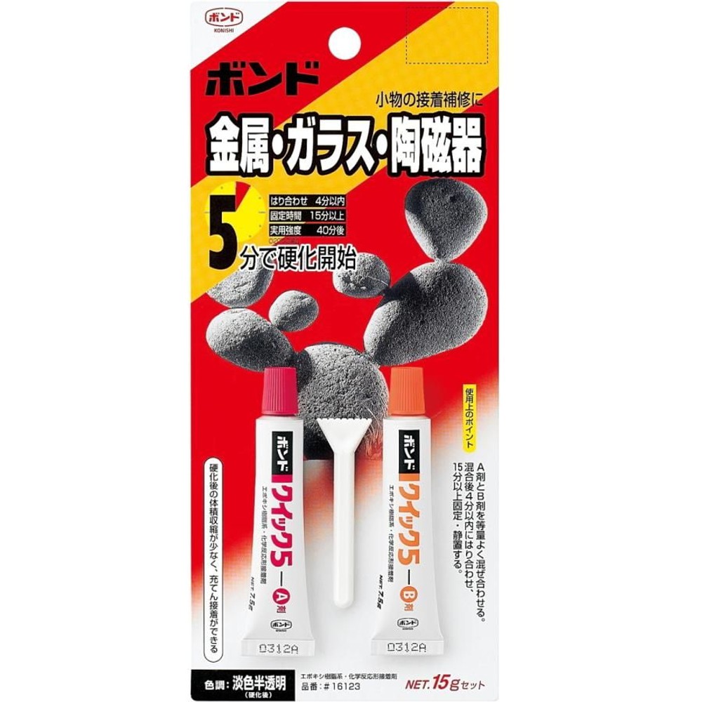コニシ ボンド クイック5 15gセット, 淡色透明, 15g