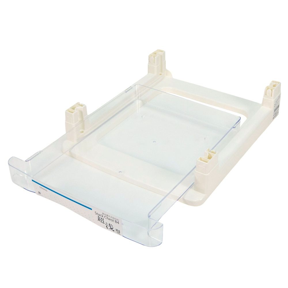 Ｂ4書類ケース　引き出しパーツ　超浅1段（連結用）, ホワイト, B4連結パーツ