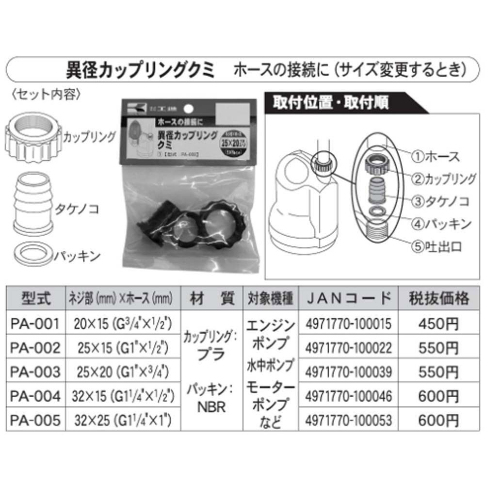 【現行品】工進　20Ｘ15カップリングクミ　ＰＡ―001, -, 20&times;15