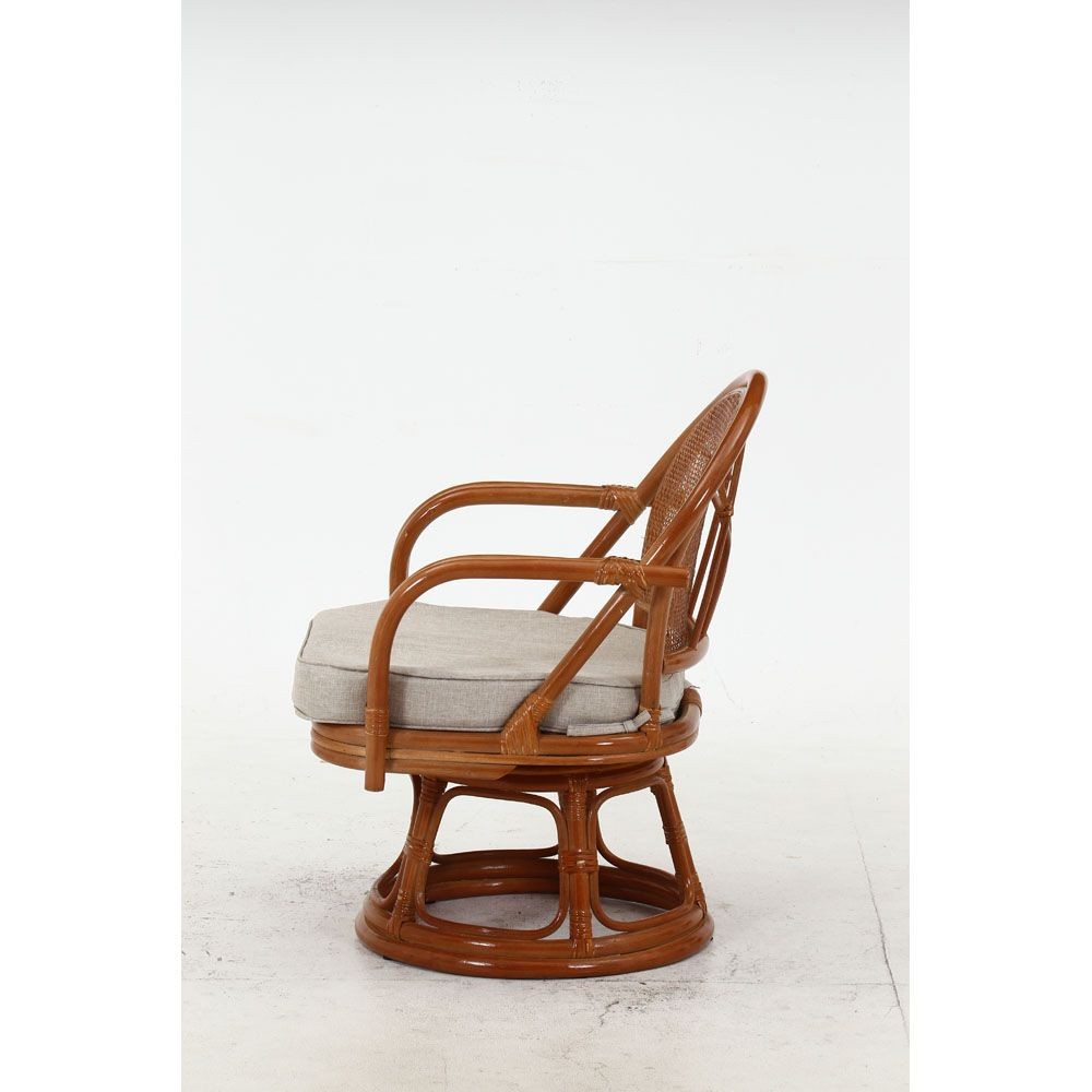 不二貿易 ラタン　回転チェア（ミドル）　ＬＢＲーＫＤ　１ＰＣ梱包【メーカー直送・代引不可】, ライトブラウン, 幅510mm&times;奥行540mm&times;高さ680mm