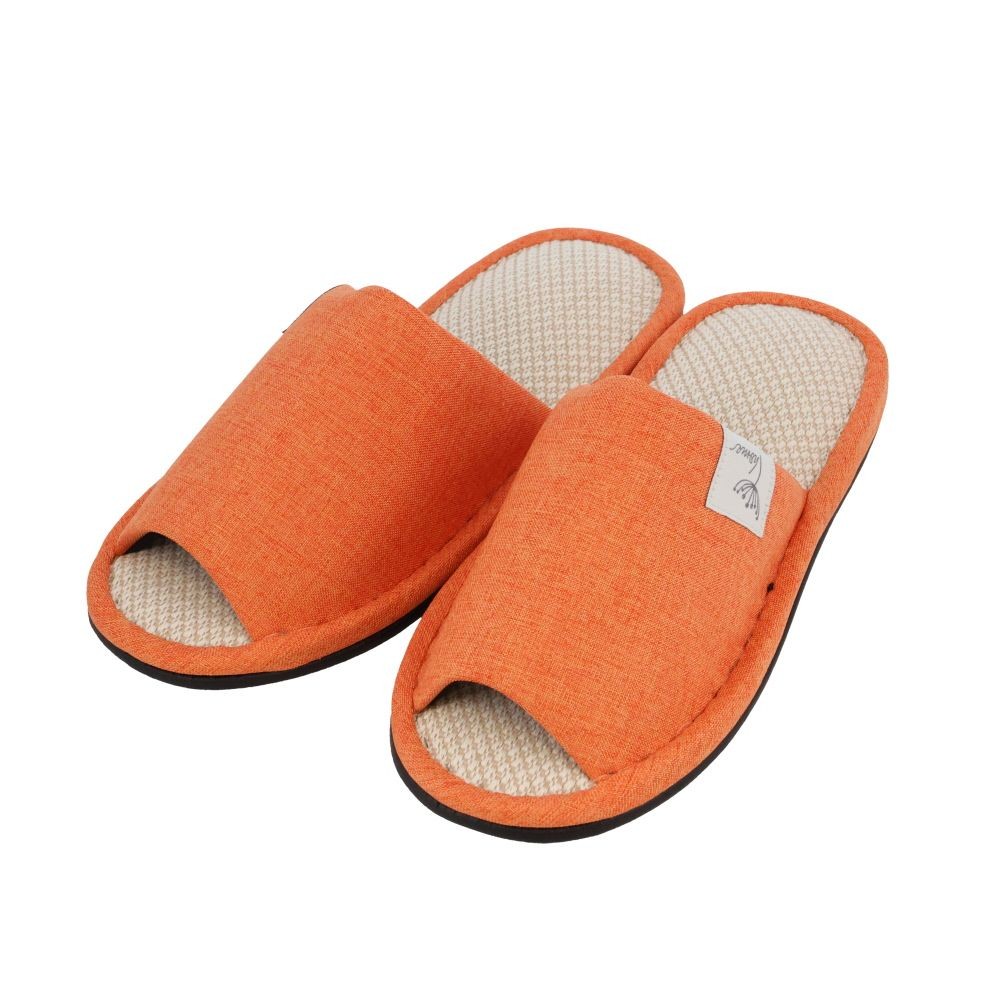 ムレにくい麻混スリッパ, オレンジ, Mサイズ