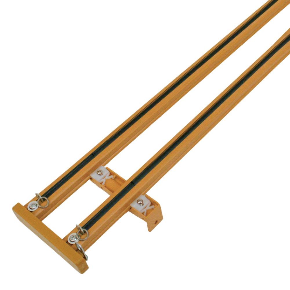 伸縮角型カーテンレール　４．０ｍ用ダブル, 木目ホワイト, 4.0ｍ用ダブル