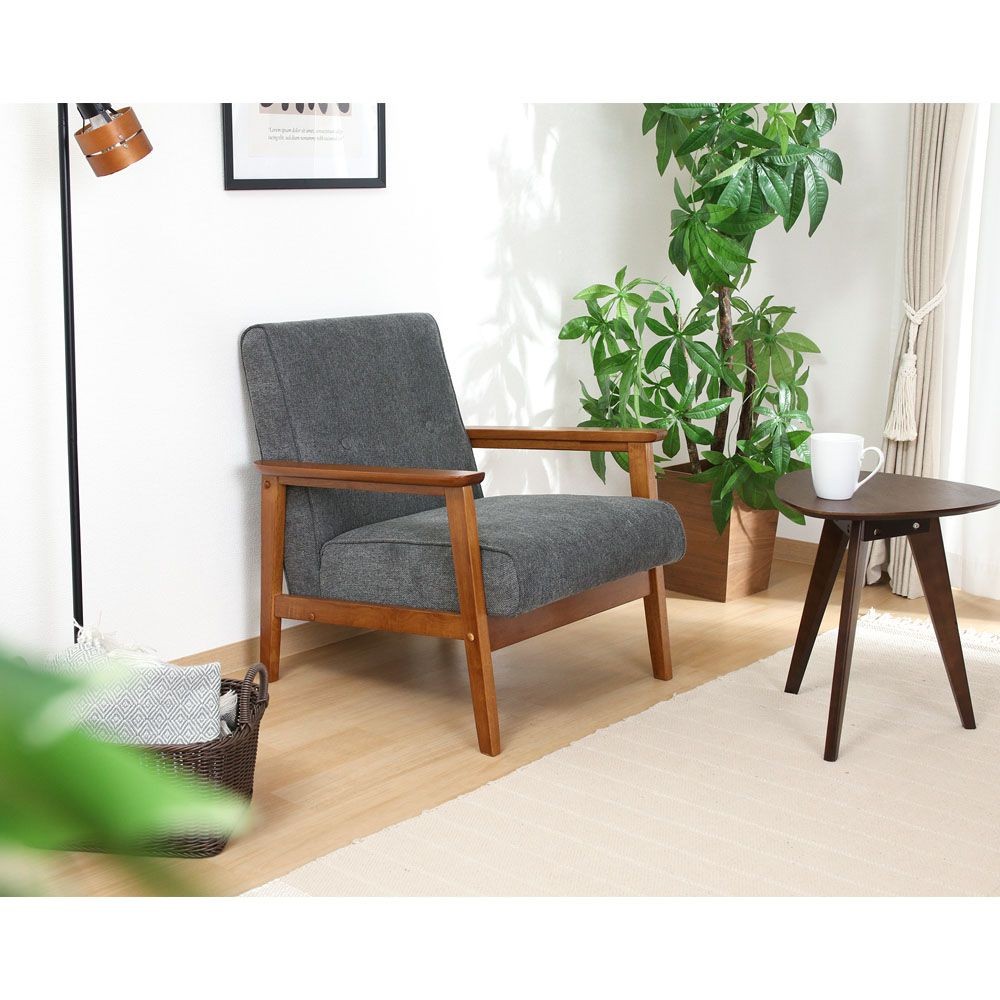 不二貿易 厚手ファブリックソファ　ミート　１Ｐ　ＧＹ【メーカー直送・代引不可】, グレー, 幅640mm&times;奥行720mm&times;高さ700mm