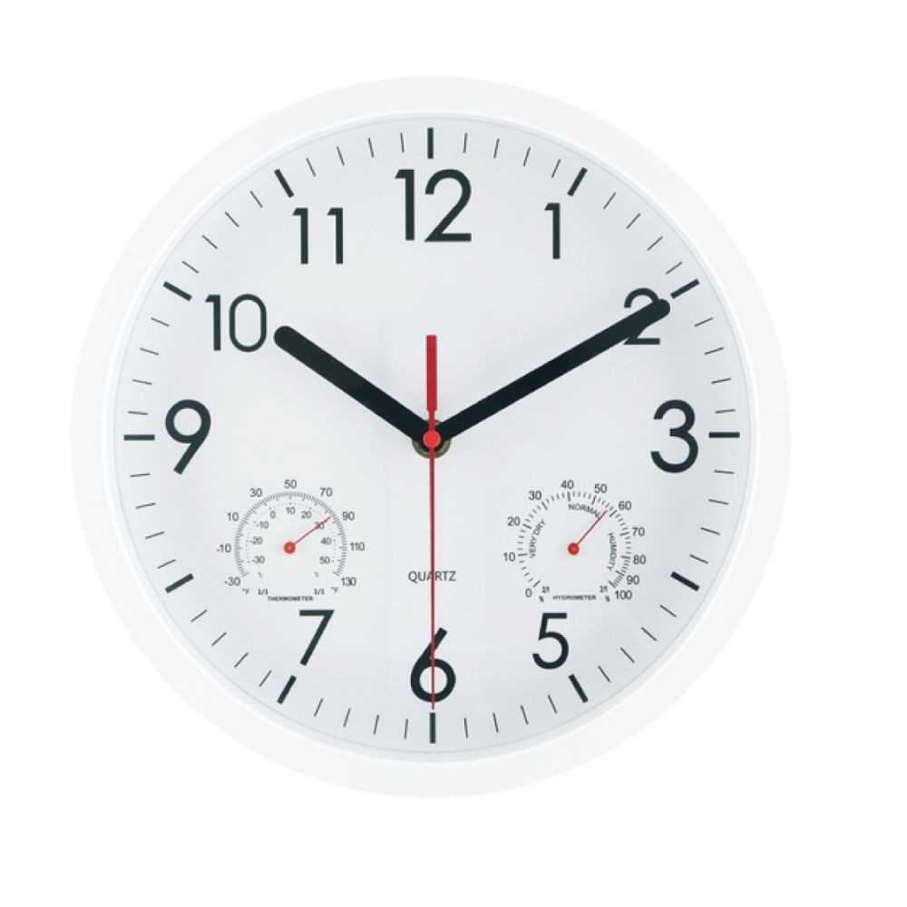 掛時計　温湿度計付　アーバン, ホワイト, 25cm