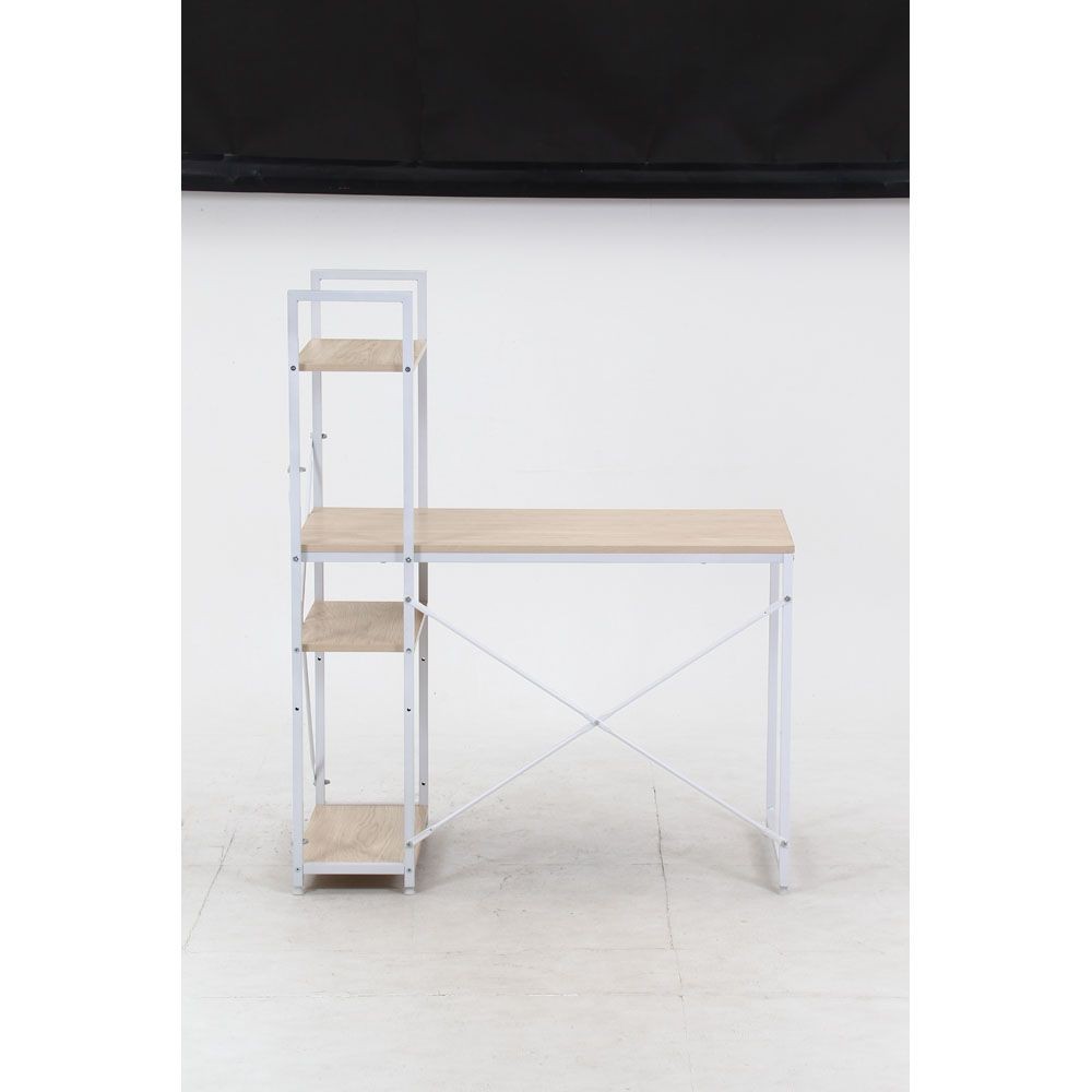 不二貿易 ラック付きデスク　アチーブＯＡＫ【メーカー直送・代引不可】, ナチュラル, 幅1010mm&times;奥行530mm&times;高さ1220mm