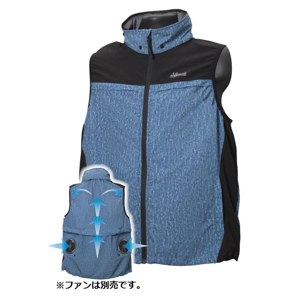 破れにくい生地を使った空調ウェア　ベスト　ブルー, ブルー（5L), Sサイズ