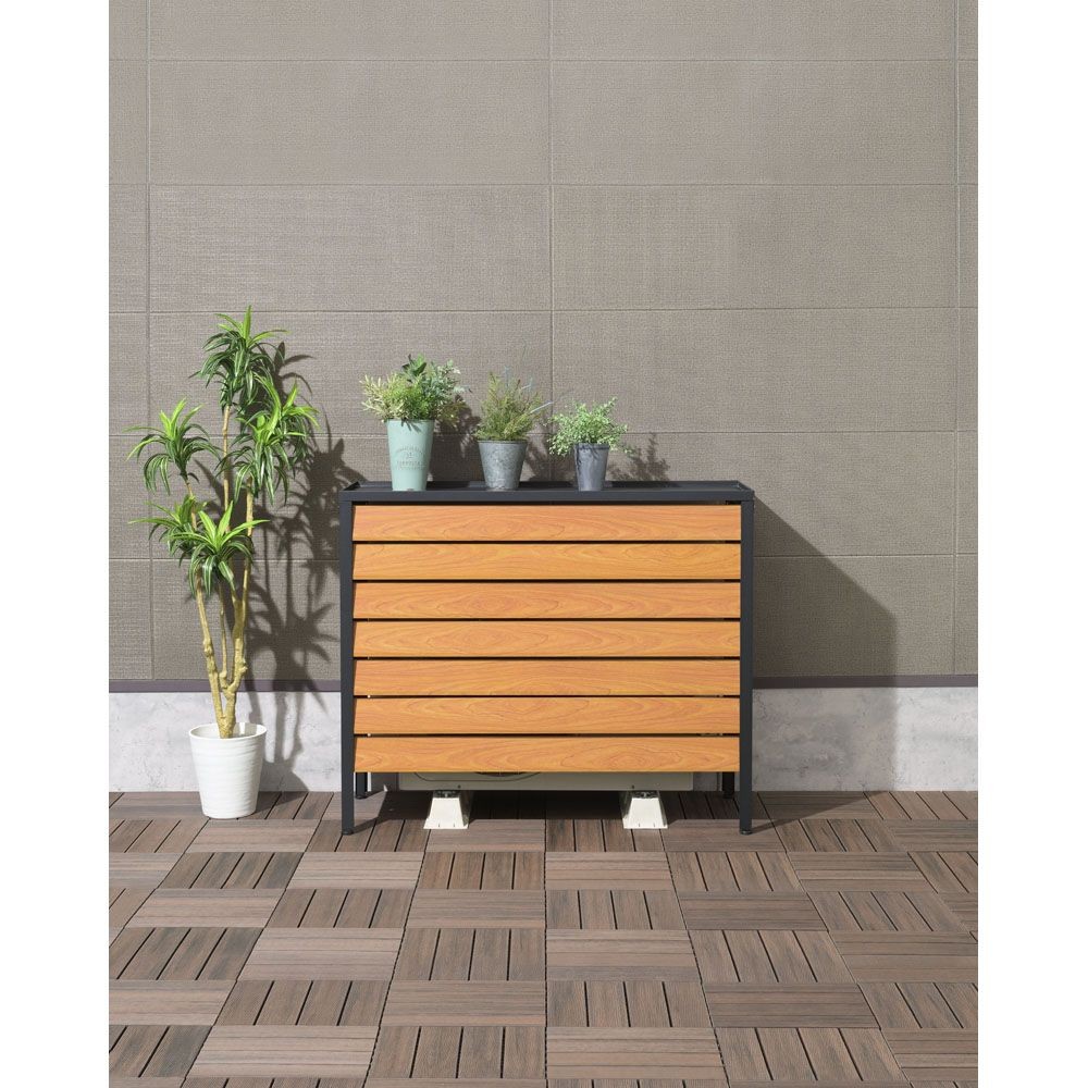 アルミ室外機カバー  ルーバー大型【メーカー直送・代引不可】, ブラック, 大型