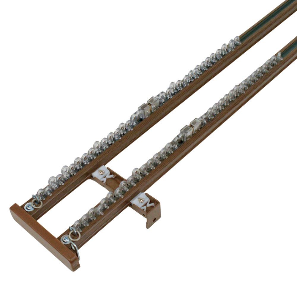 伸縮角型カーテンレール　４．０ｍ用ダブル, 木目ホワイト, 4.0ｍ用ダブル