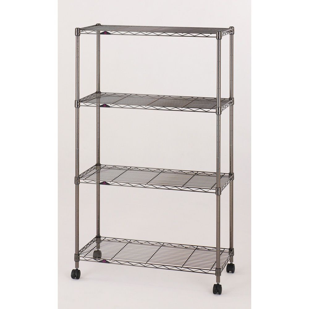 【数量限定】ドウシシャ ブラックニッケルフリーラック 4段75W BN1275-4, ブラックニッケルメッキ, 幅745mm&times;奥行345mm&times;高さ1245mm