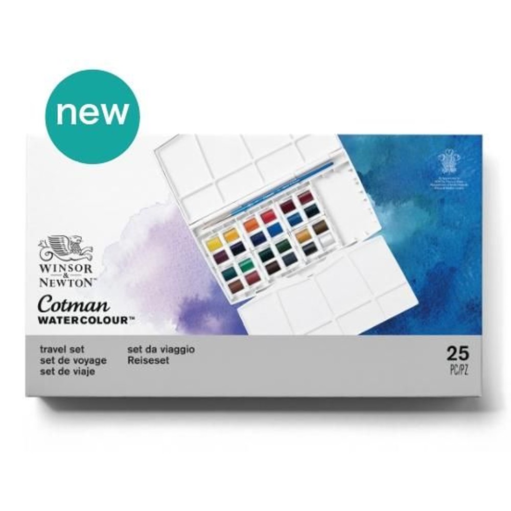 W&N コットマン・ウォーターカラー トラベルセット (ハーフパン24色)  18909376, トラベルセット24色, ハーフパン24色