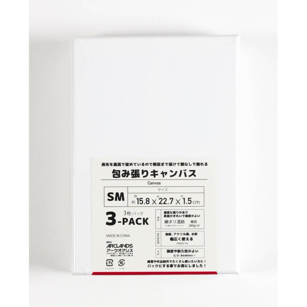 包み張りキャンバスＳＭ　３枚パック, ホワイト, SM(227×158mm)