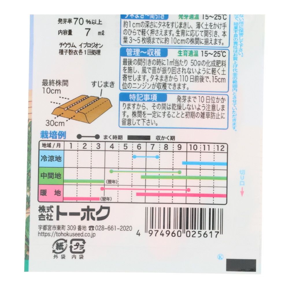 トーホク　F1新黒田五寸人参      陽彩, 人参, 7ml