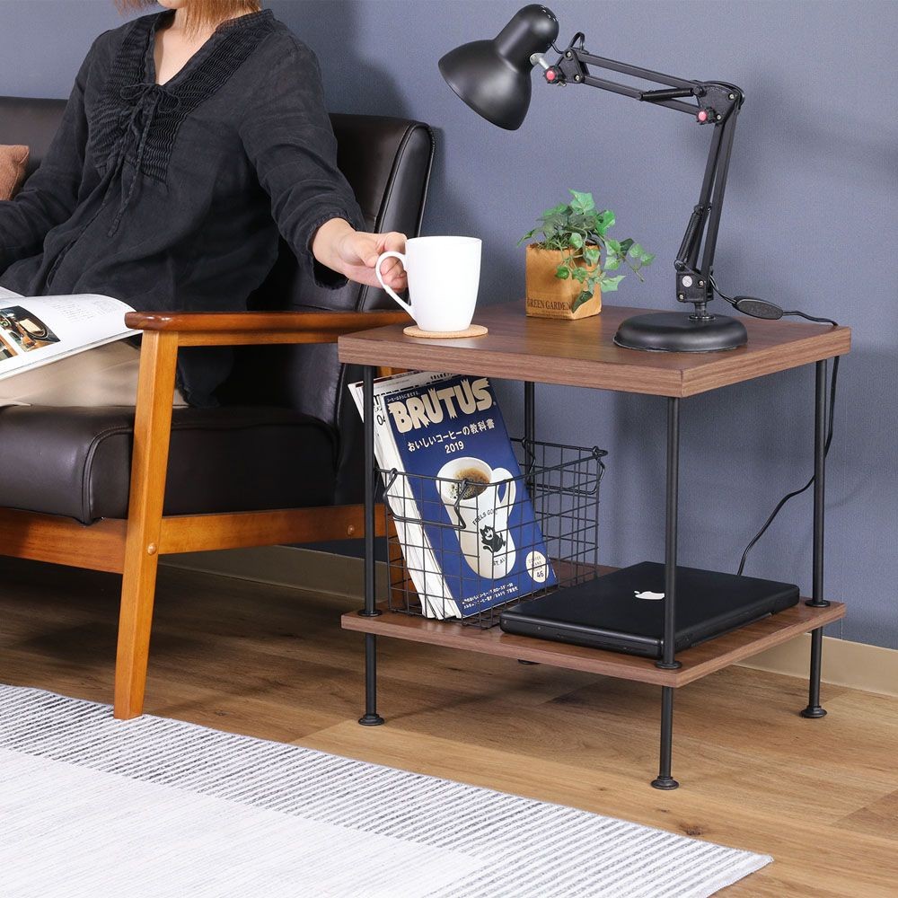 不二貿易 ＥＺＢＯツイストロック　サイドテーブル　ＭＢＲ【メーカー直送・代引不可】, ブラウン, 幅470mm&times;奥行400mm&times;高さ480mm