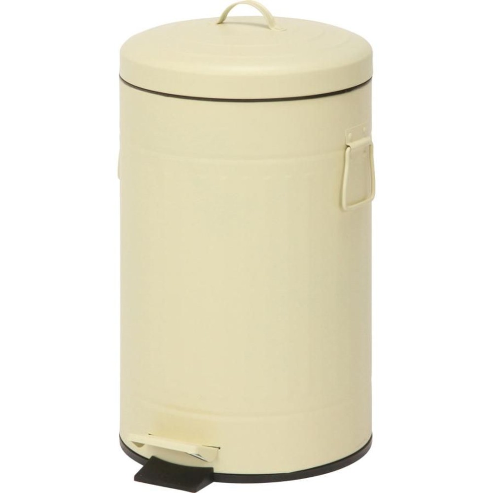 スチール　ラウンドペダルペール　12Ｌ【メーカー直送 代引不可】, アイボリー, 12L