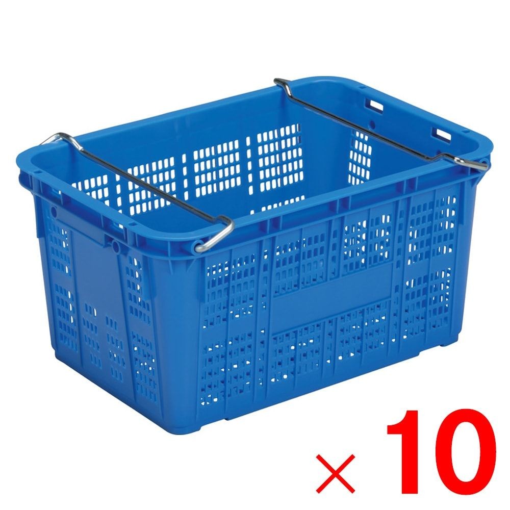 サンコー サンテナー A#50-3 PP ハンドル付 ブルー 104503-01 &times;10個セット【メーカー直送・代引不可】【法人限定】, ブルー, 10P