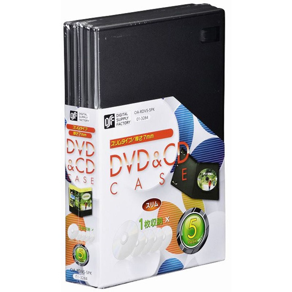 ＤＶＤケース7ＭＭ　5Ｐ　ＯＡーＲＤＶＳー5ＰＫ, 黒, 5枚