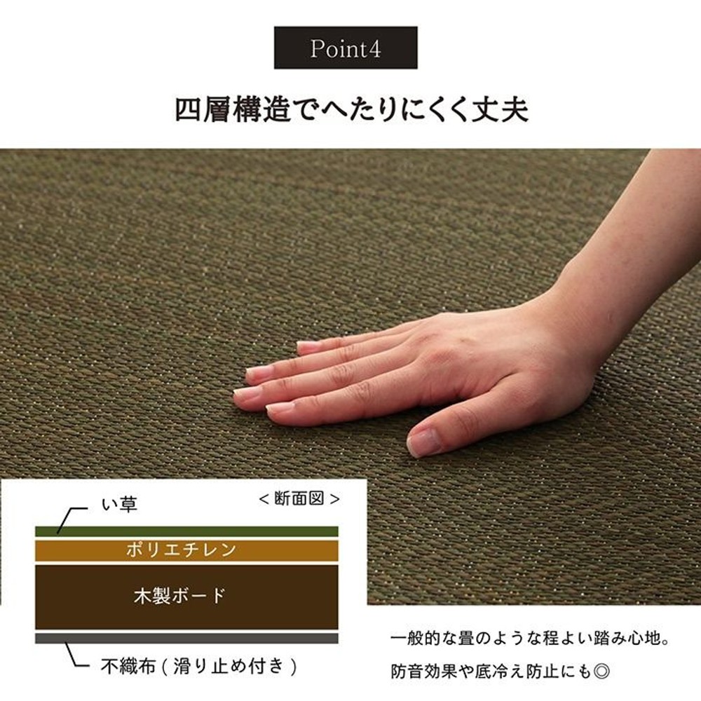 イケヒコ 美畳 い草 ユニット畳 置き畳 縁無し 約70&times;70&times;1.5cm 4枚組 【メーカー直送・代引不可】, ネイビー, 4枚組