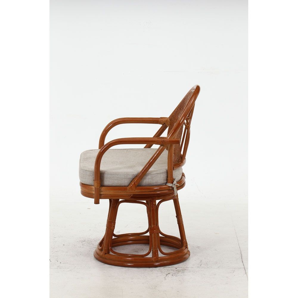 不二貿易 ラタン　回転チェア（ハイ）　ＬＢＲーＫＤ　１ＰＣ梱包【メーカー直送・代引不可】, ライトブラウン, 幅510mm&times;奥行540mm&times;高さ750mm