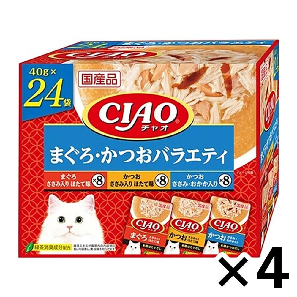 いなば　チャオパウチ　まぐろかつおＶ　24袋 &times;4個セット, まぐろかつおＶ, 4P