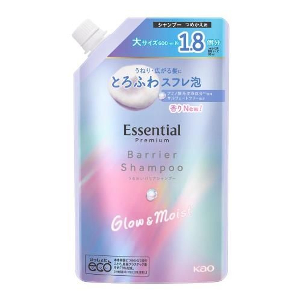 エッセンシャル プレミアム　うるおいバリア　シャンプー　グロウ＆モイスト　詰替　600ml, グロウ＆モイスト, 600ml