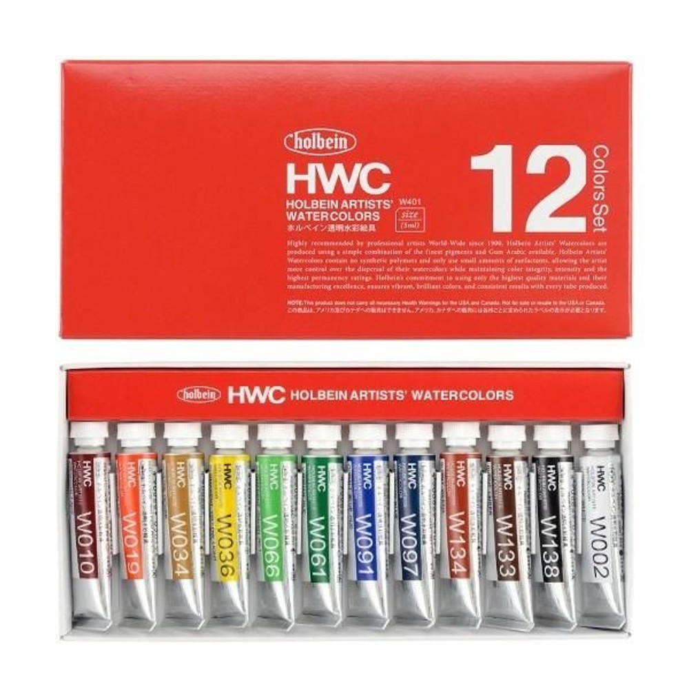 ホルベイン 透明水彩絵具 W401 12色セット, 透明水彩絵具 W401,  12色セット