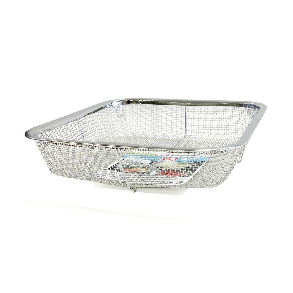 ミネックスメタル（MINEX METAL） ステンレス製　ミニ角ざる　浅型　２０ｃｍ V-418, ステンレス, 20cm