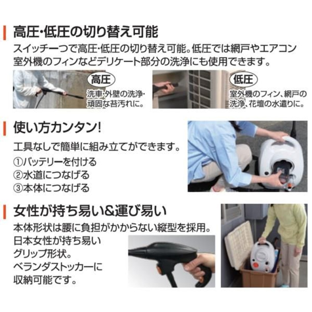 工進 充電式 高圧洗浄機 お手軽タイプ 36V 2.5Ah スマートコーシン SJC-3625, ホワイト, SJC-3625