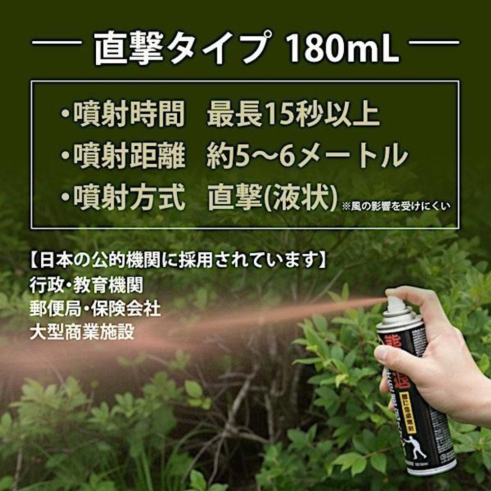 熊撃退 長距離砲スプレー 180mL, ブラック, 180ml