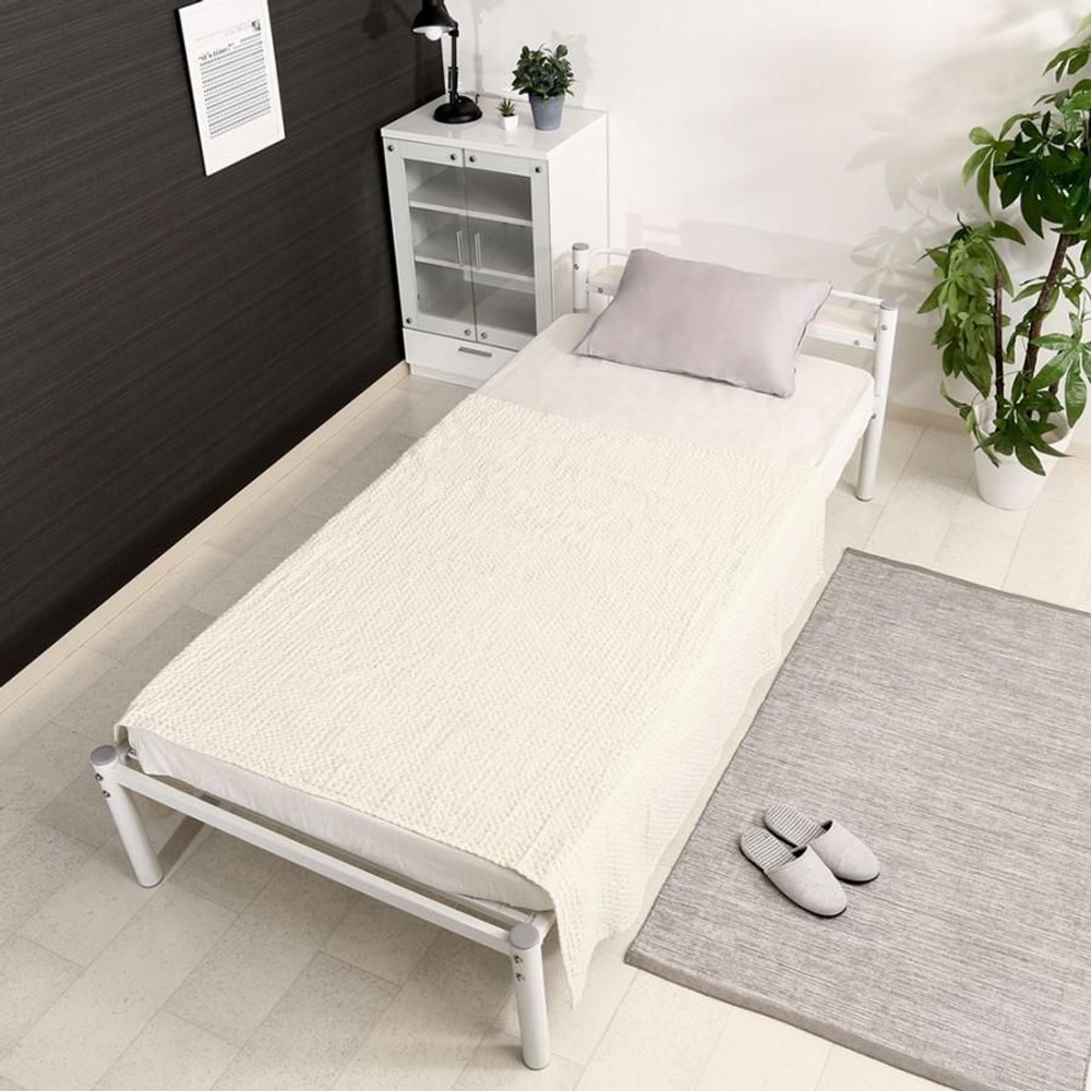 不二貿易  宮付　シングルベッド　タンテ　ブラック 【メーカー直送・代引不可】, アイボリー, 宮付