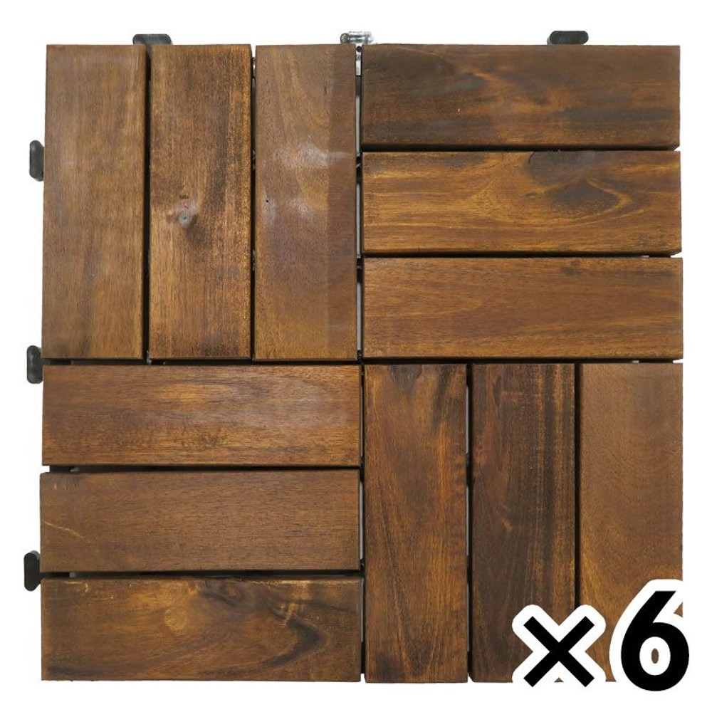 ジョイント式ウッドパネル, クロス(アカシア), 6個セット
