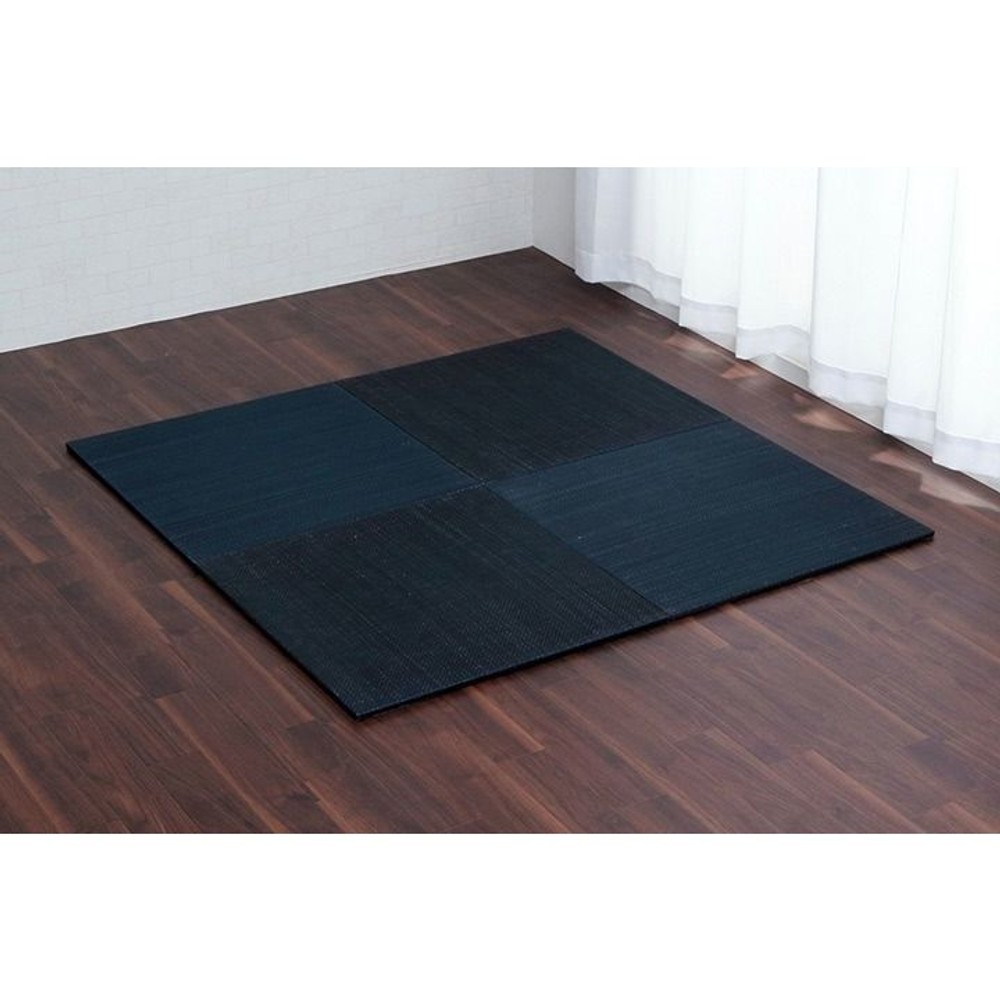 イケヒコ ユニット畳 シンプル 裏面滑り止め 約70&times;70&times;1.5cm 4枚組2色セット ネイビー／グレー【メーカー直送・代引不可】, ネイビー+グレー, 4枚組