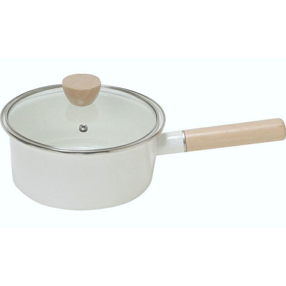 ホーロー片手鍋, ホワイト, 18cm