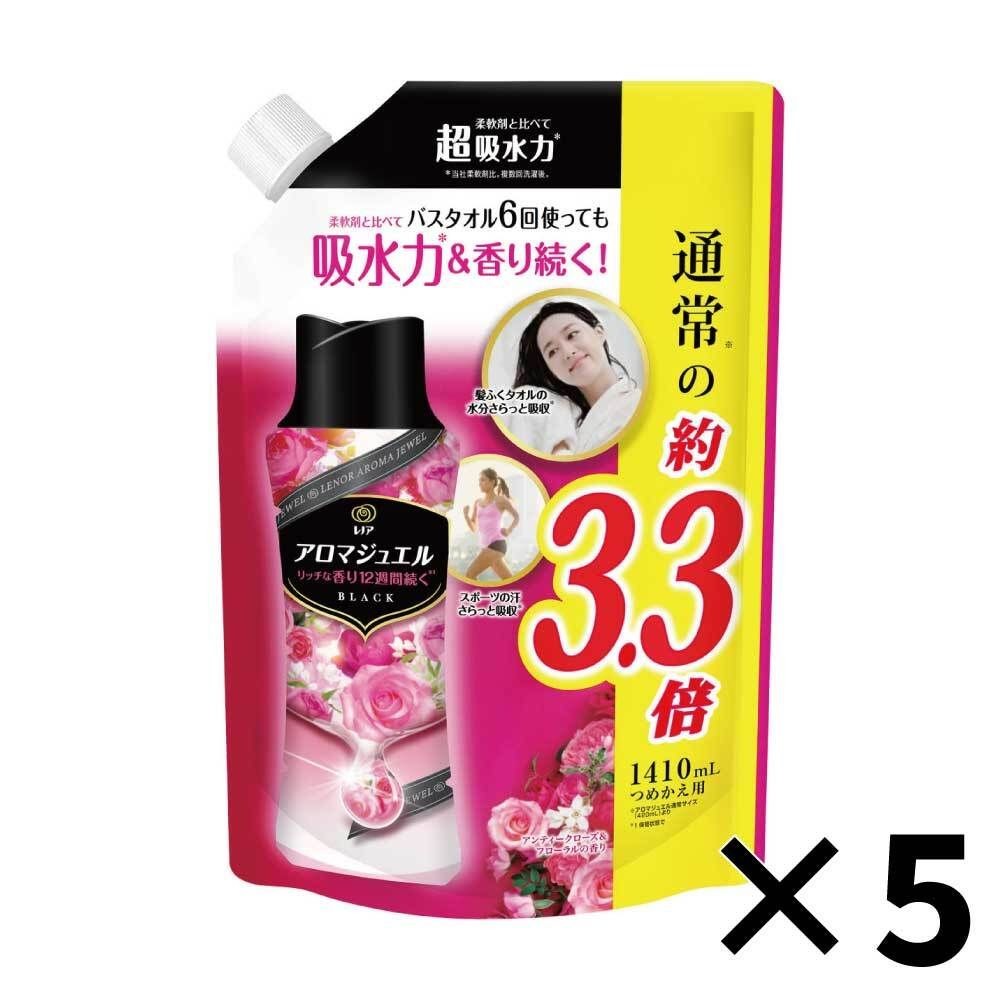 【数量限定】レノア　アロマジュエル　アンティークローズ＆フローラルの香り　超特大　１４１０ｍｌ　5個セット, アンティークローズ＆フローラル, 1410ml&times;5個セット