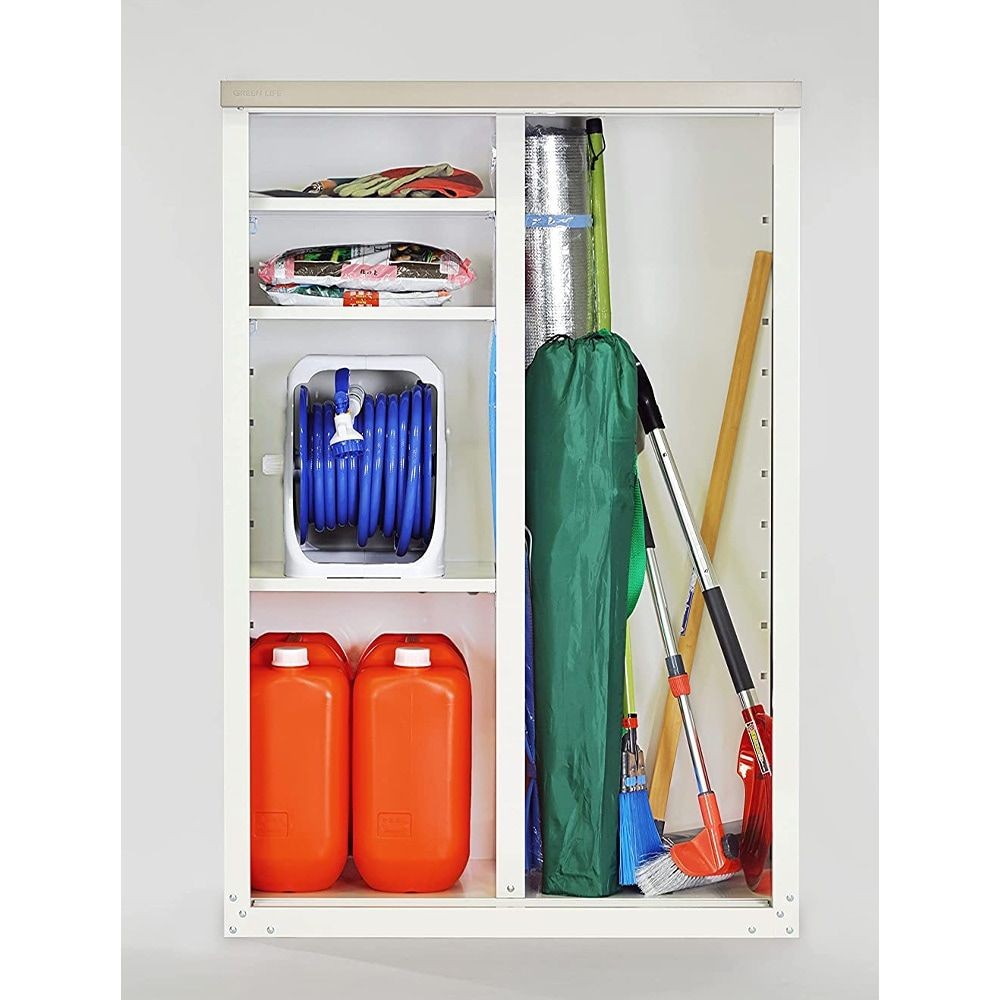 グリーンライフ 家庭用収納庫 ハーフ棚 HS-132HT 幅89&times;奥行47&times;高さ132cm【メーカー直送・代引不可】, ライトグレー, 幅89cm&times;奥行き47cm&times;高さ132cm