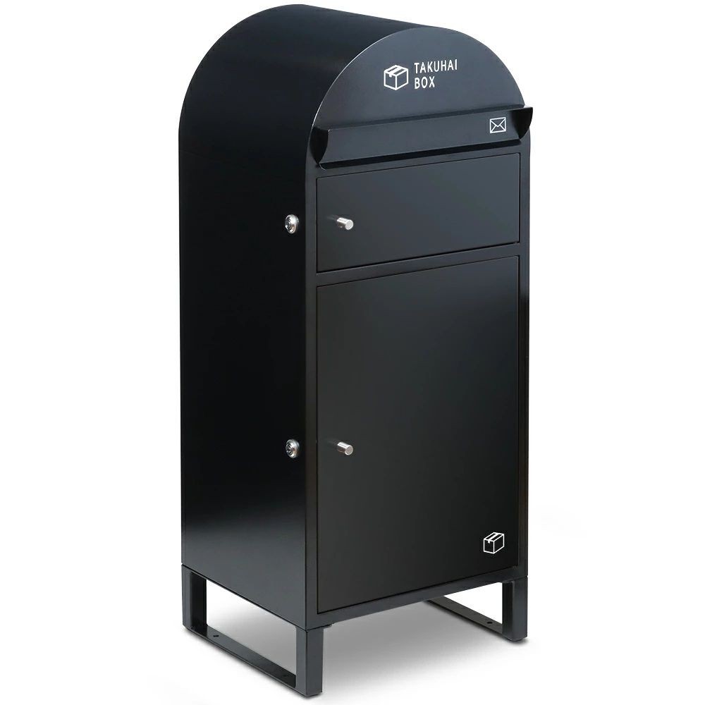 HAZUKI ポスト一体型宅配ボックス 波月, チャコールブラック, 幅410mm&times;奥行360mm&times;高さ1000mm