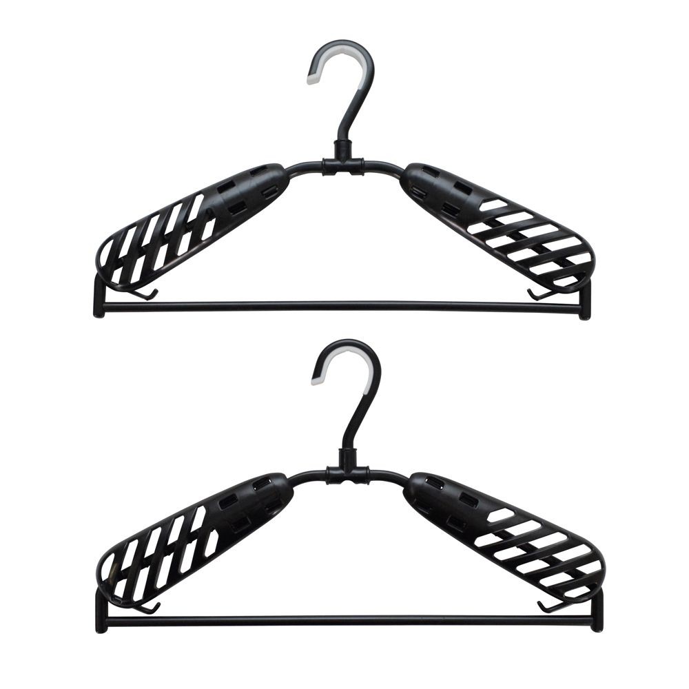 スライド式肩パットハンガー　２個　ブラック, ブラック, 2個入