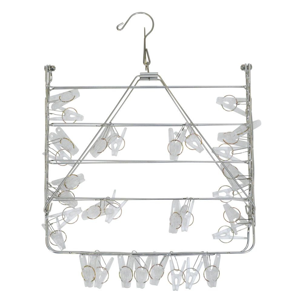 WIZ'A ウィザ 丈夫なポリカピンチ付ステンレスハンガー３２ピンチ, ステンレス, 32P