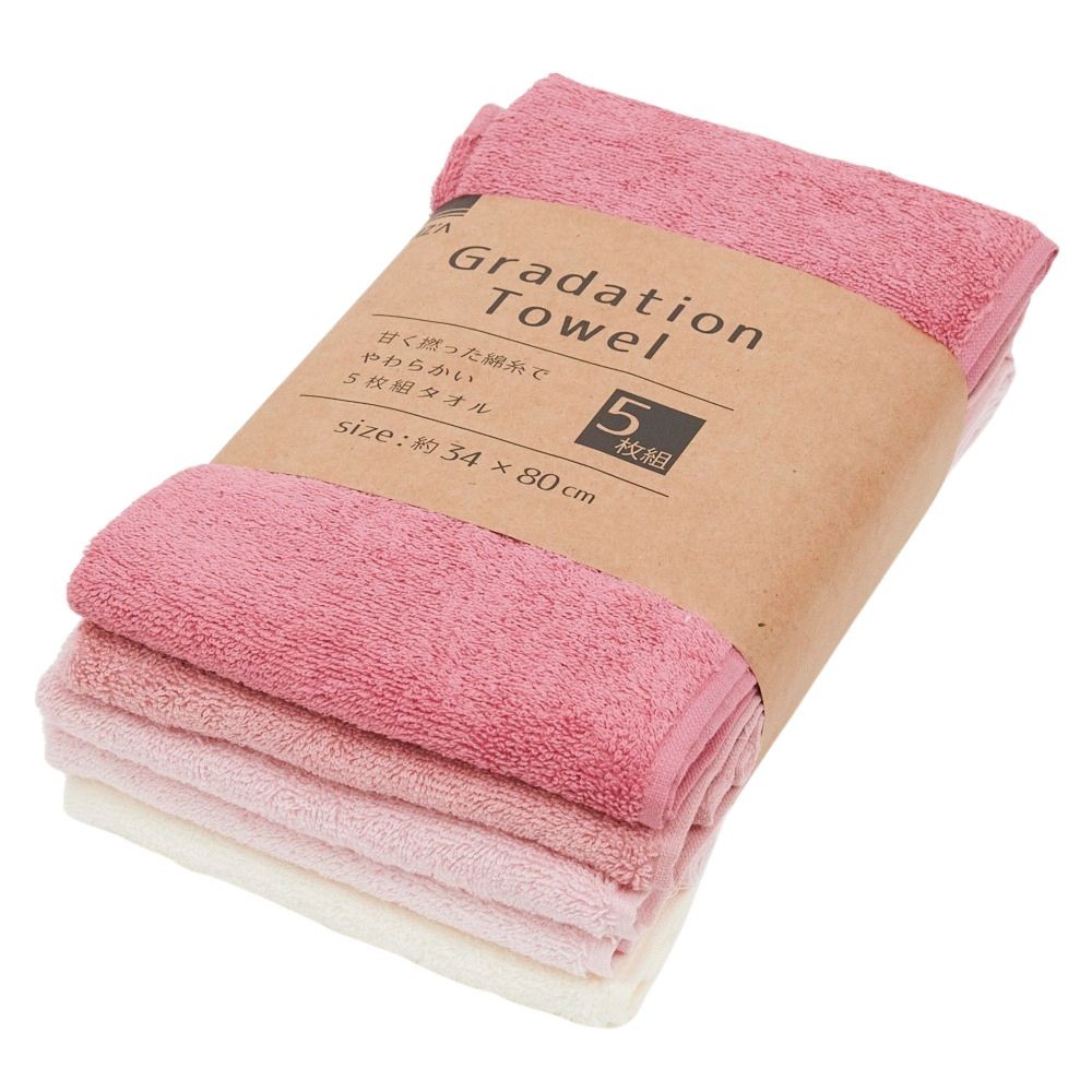 ●Ｇｒａｄａｔｉｏｎ　ＦａｃｅＴｏｗｅｌ　５枚　ピンク フェイスタオル, Ｔｏｗｅｌ, 170mm&times;80mm&times;270mm