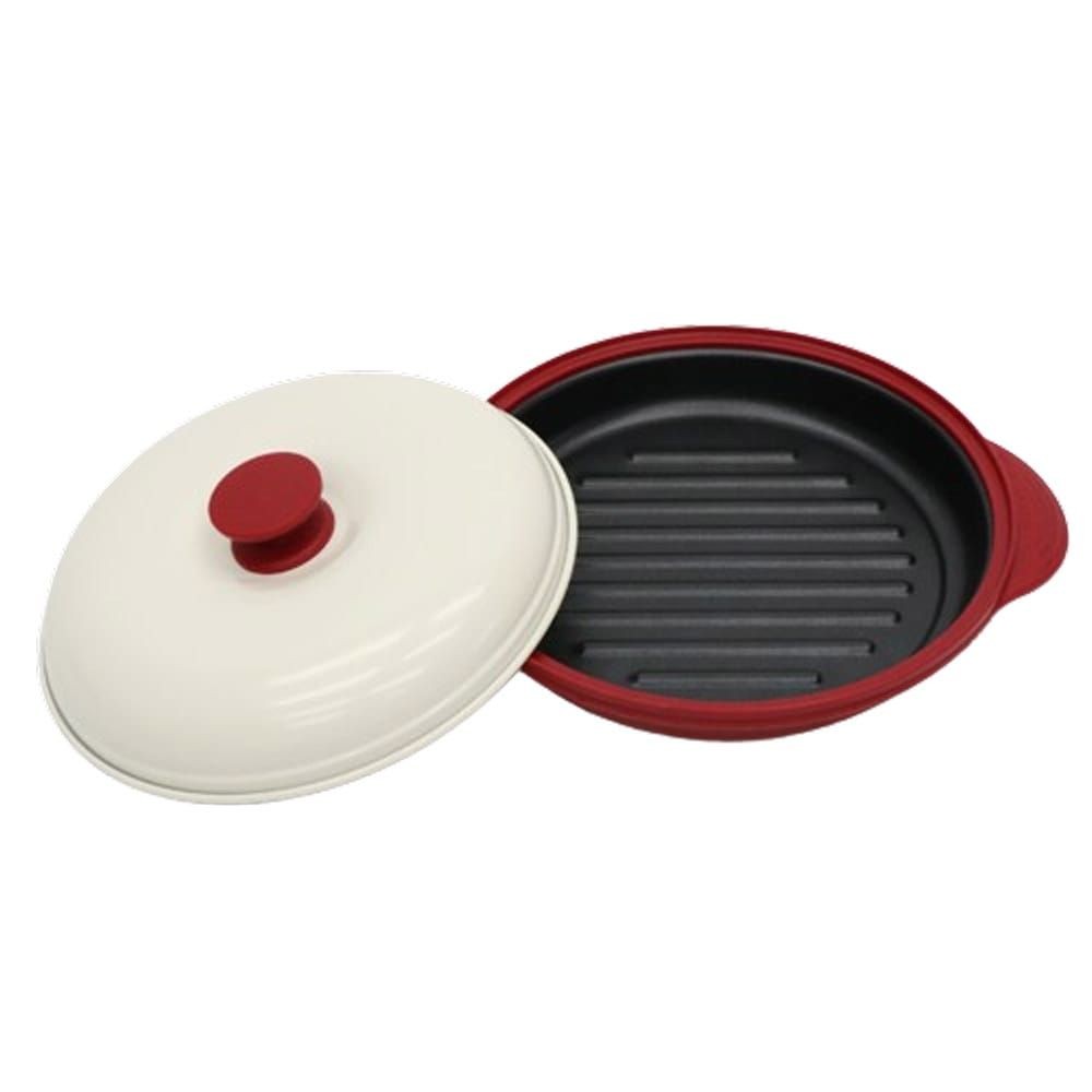 電子レンジ専用調理器　丸型, レッド, -