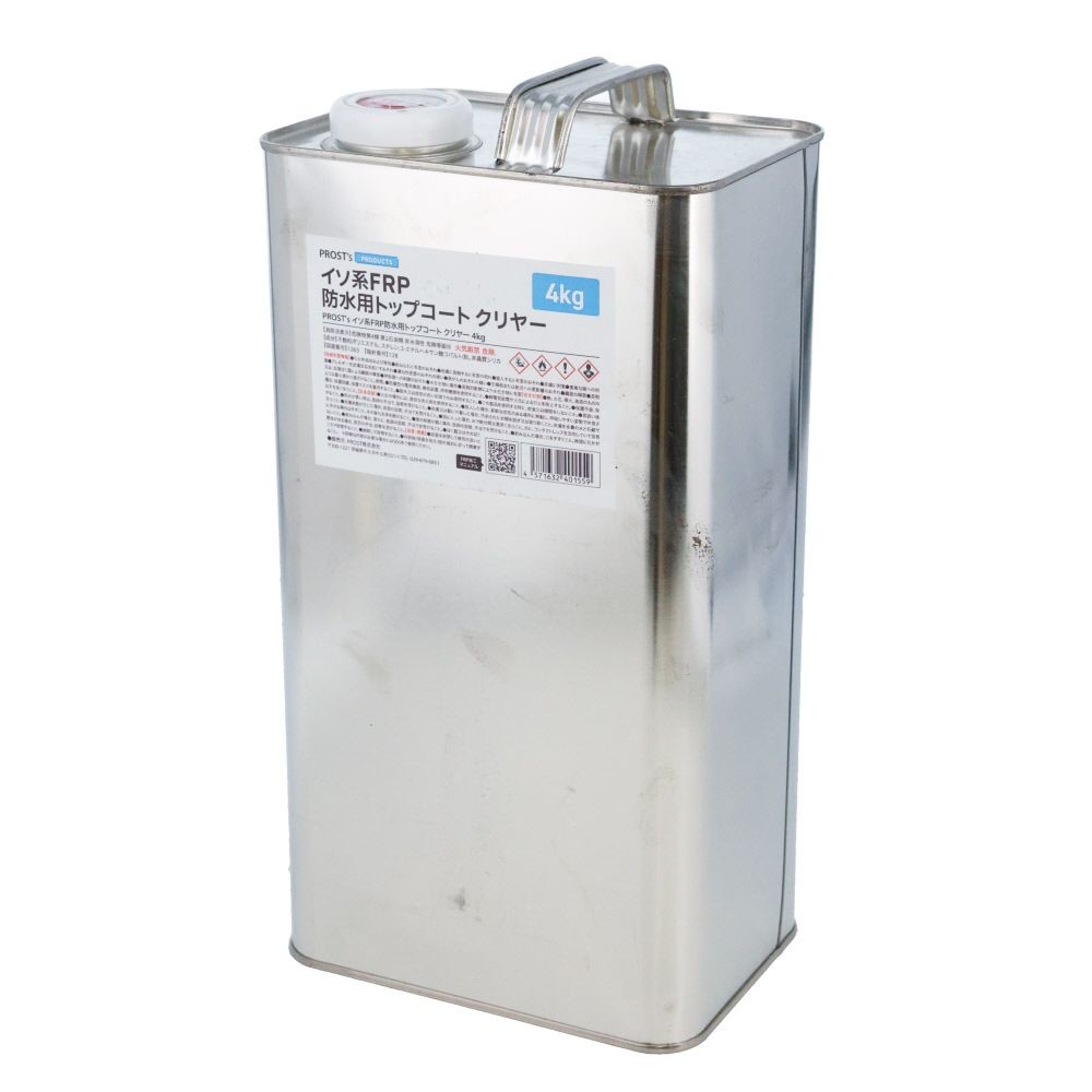 イソ系FRP防水用トップコート　クリヤー　4KG, クリヤー, 4kg