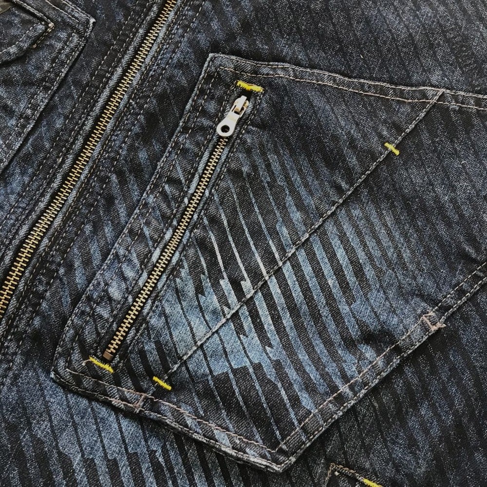 【数量限定】寅壱 デニム蛇腹ライダースジャケット ストライプカモ 8980-554 