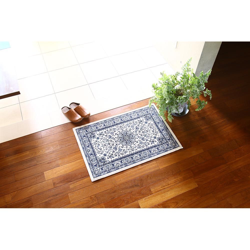 洗える・すべりにくい・抗菌防臭・床暖房対応 60&times;90cm 国産モケットマット SNM ブルー, ブルー, 60&times;90cm