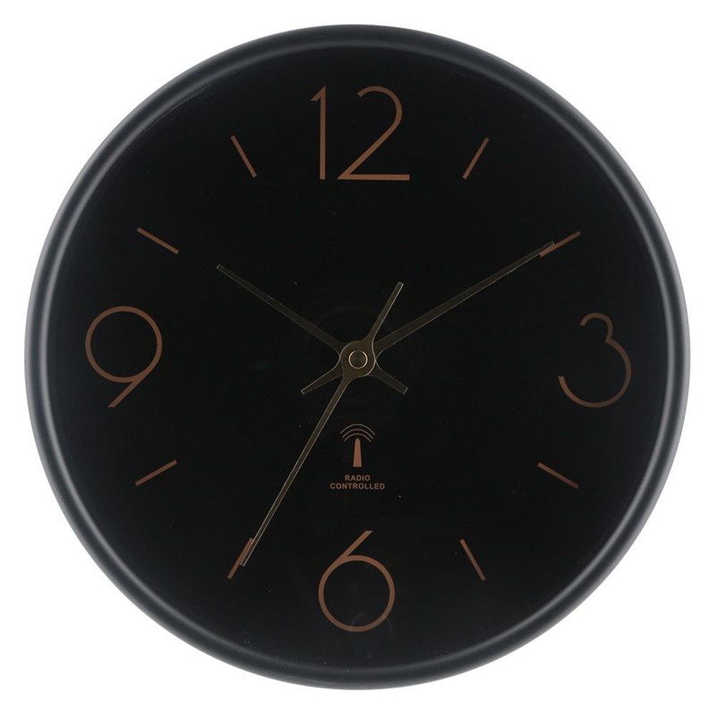 電波掛時計　アリオス　25cm, ブラック, 25cm