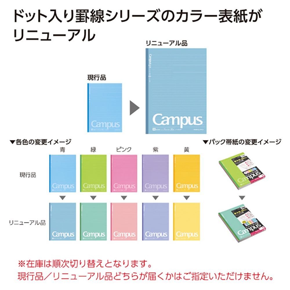 コクヨ ドットキャンパスノートB罫 セミB5 5冊パック ノ-3CBTX5 束ノート 5冊セット 5冊組, B罫, セミB5