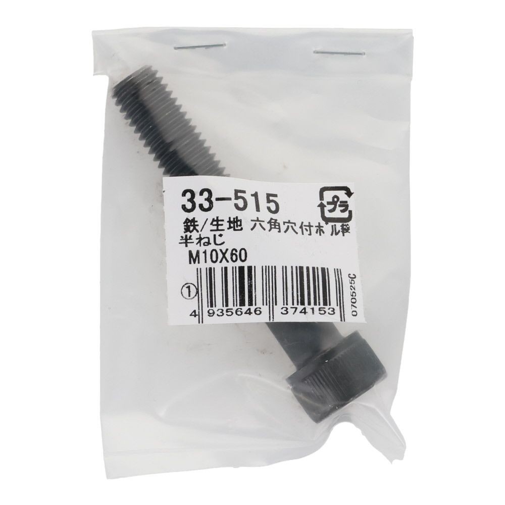 生地　六角穴付ボルト　Ｍ１０&times;６０　１本入, 六角穴付ボルト, M10&times;60ｍm
