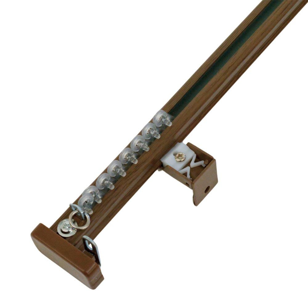 伸縮角型カーテンレール　１．０ｍ用シングル, 木目ホワイト, 1.0ｍ用シングル