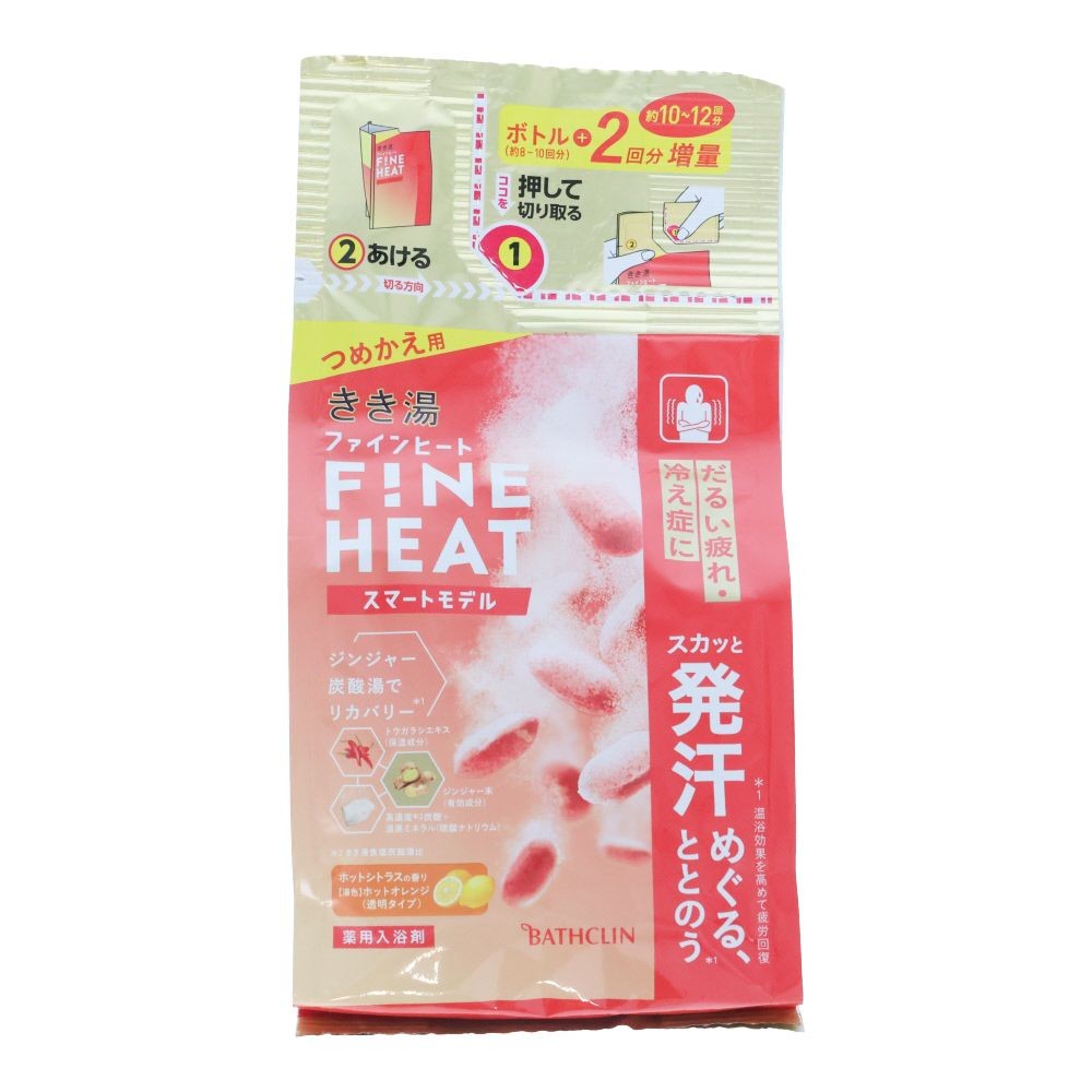 きき湯　ファインヒート　スマートモデル　つめかえ　５００ｇ, ホットオレンジ(透明タイプ), 500g