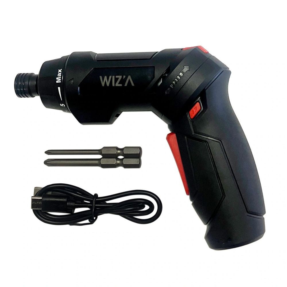 ウイザWIZ'A 3.6V 電動ドライバー 2WAY USB充電式 WZ-3.6DVVA, 黒, USB充電式