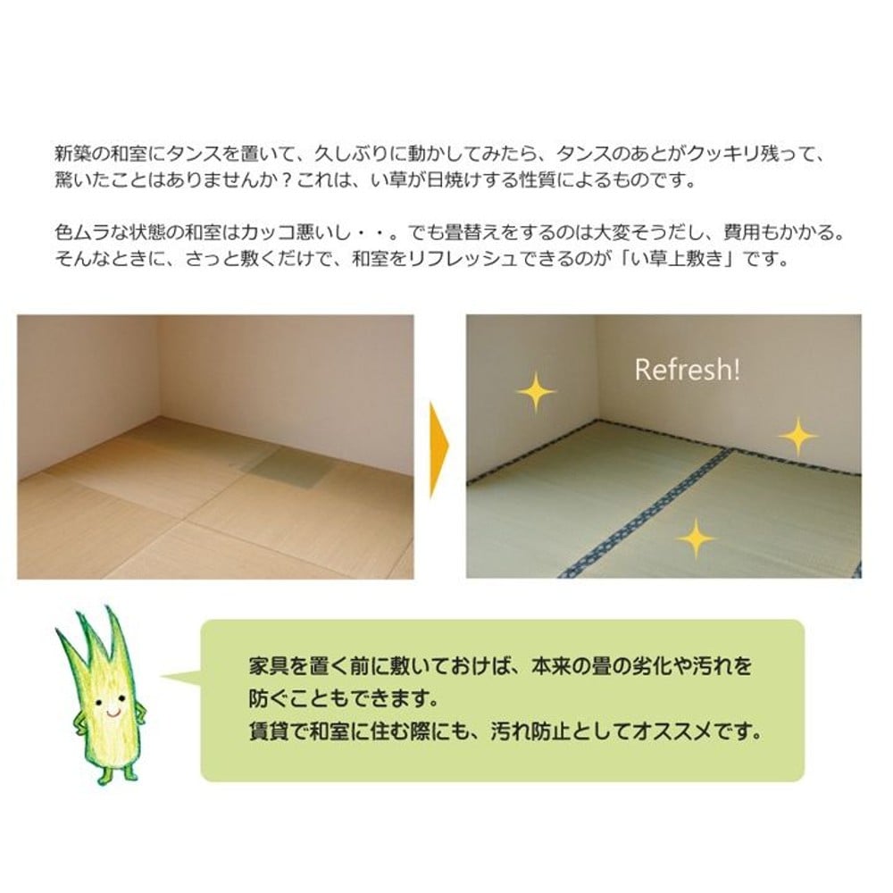 純国産 い草 上敷き カーペット 双目織 『ほほえみ』 江戸間 【メーカ直送・代引不可】, い草, 江戸間1畳(約88&times;176cm）